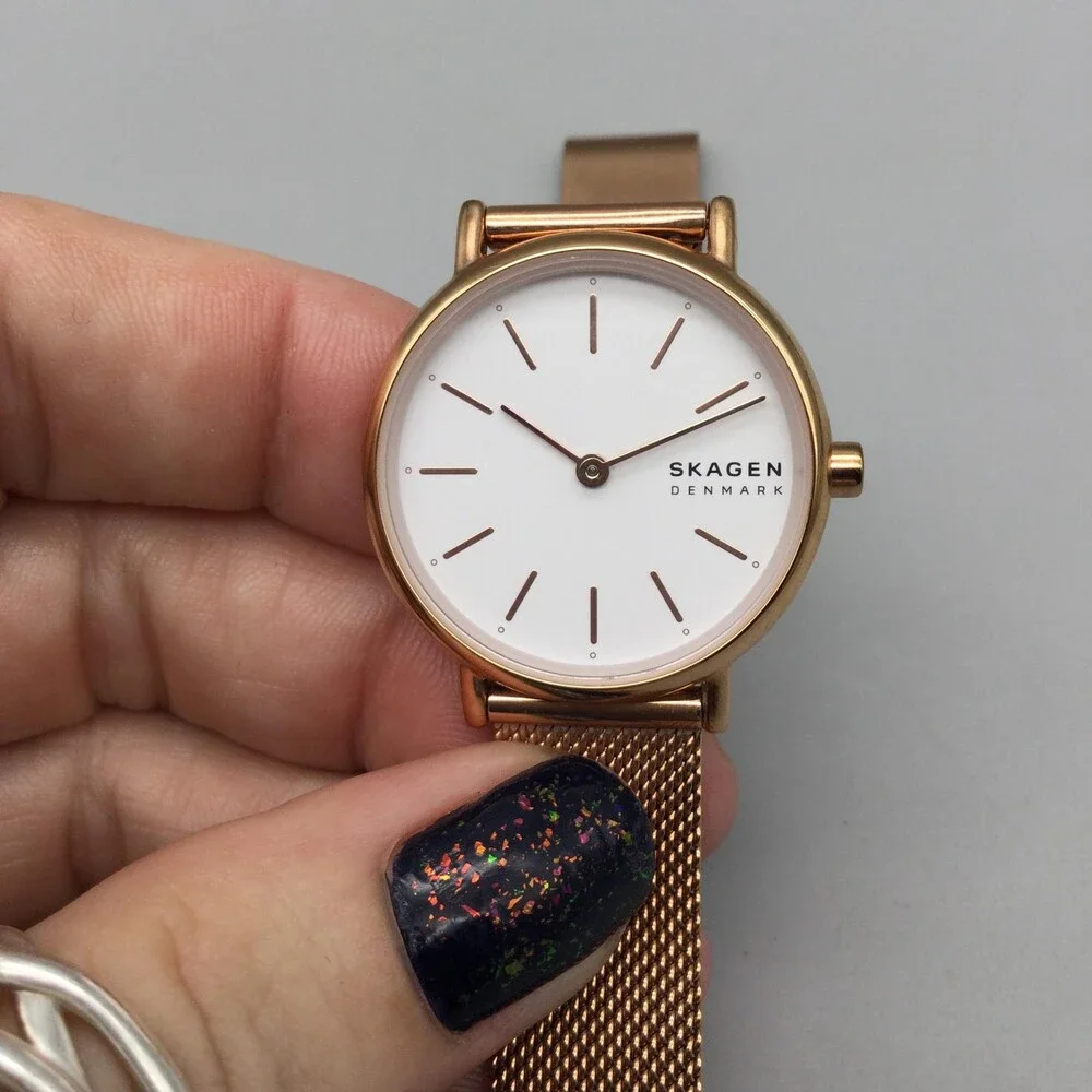 Skagen Signatur SKW2694 Womens Watch 29mm Rose Gold Tone Mesh New Battery